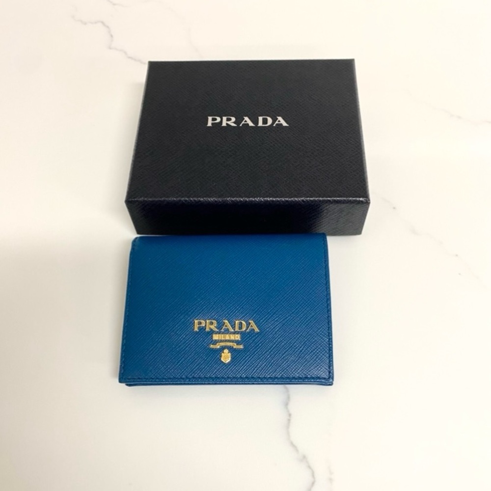 Prada Saffiano Metal Oceano Small Leather Wallet